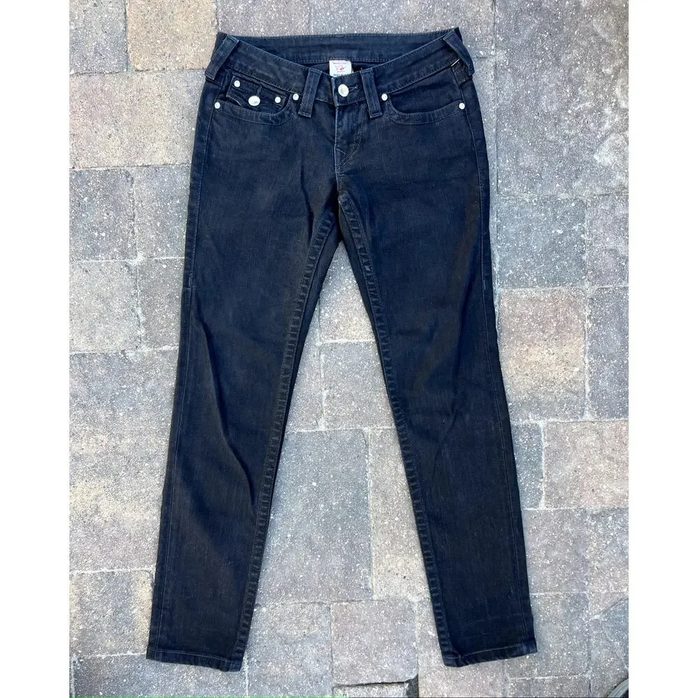 True Religion low rise black skinny jeans size 27x31 - Picture 3 of 6